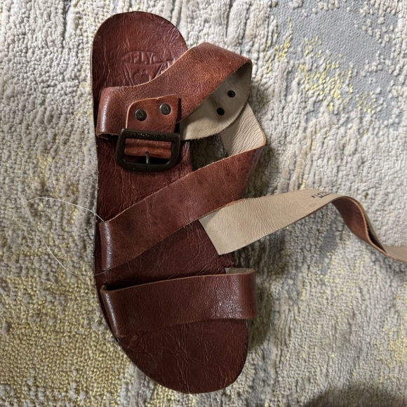 Fly London Sandals Bian flats Leather Sandals Brown strappy gladiator 40 9 9.5 - Picture 12 of 13
